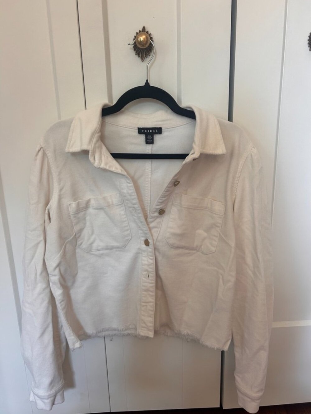 Tribal Cotton Button Front Jacket White S - Picture 3 of 9